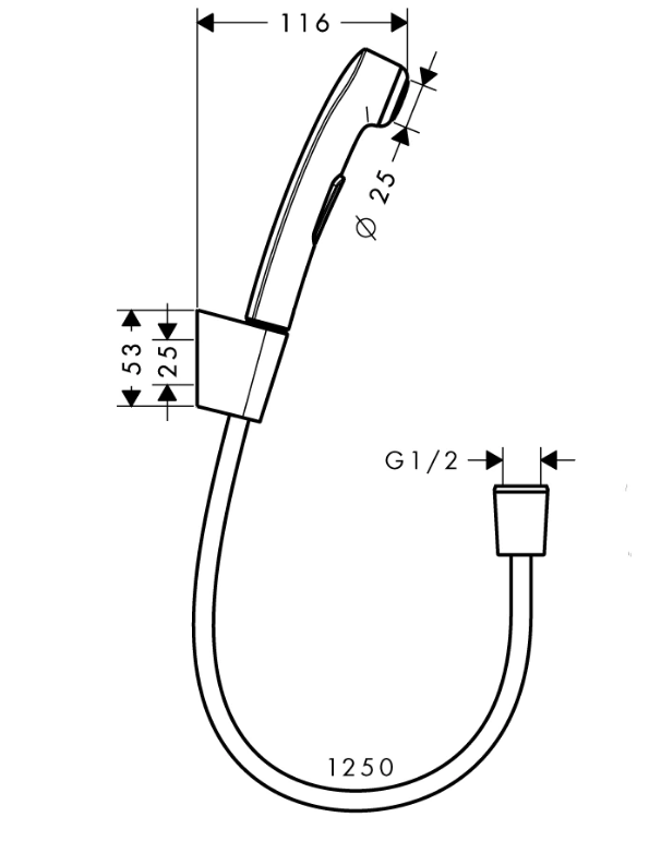 Vòi xịt vệ sinh có giá đỡ và dây sen 125 cm 589.50.017